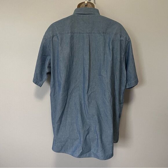 L.L. Bean Blue Button Down Short Sleeve Shirt Size XL - Picture 3 of 7